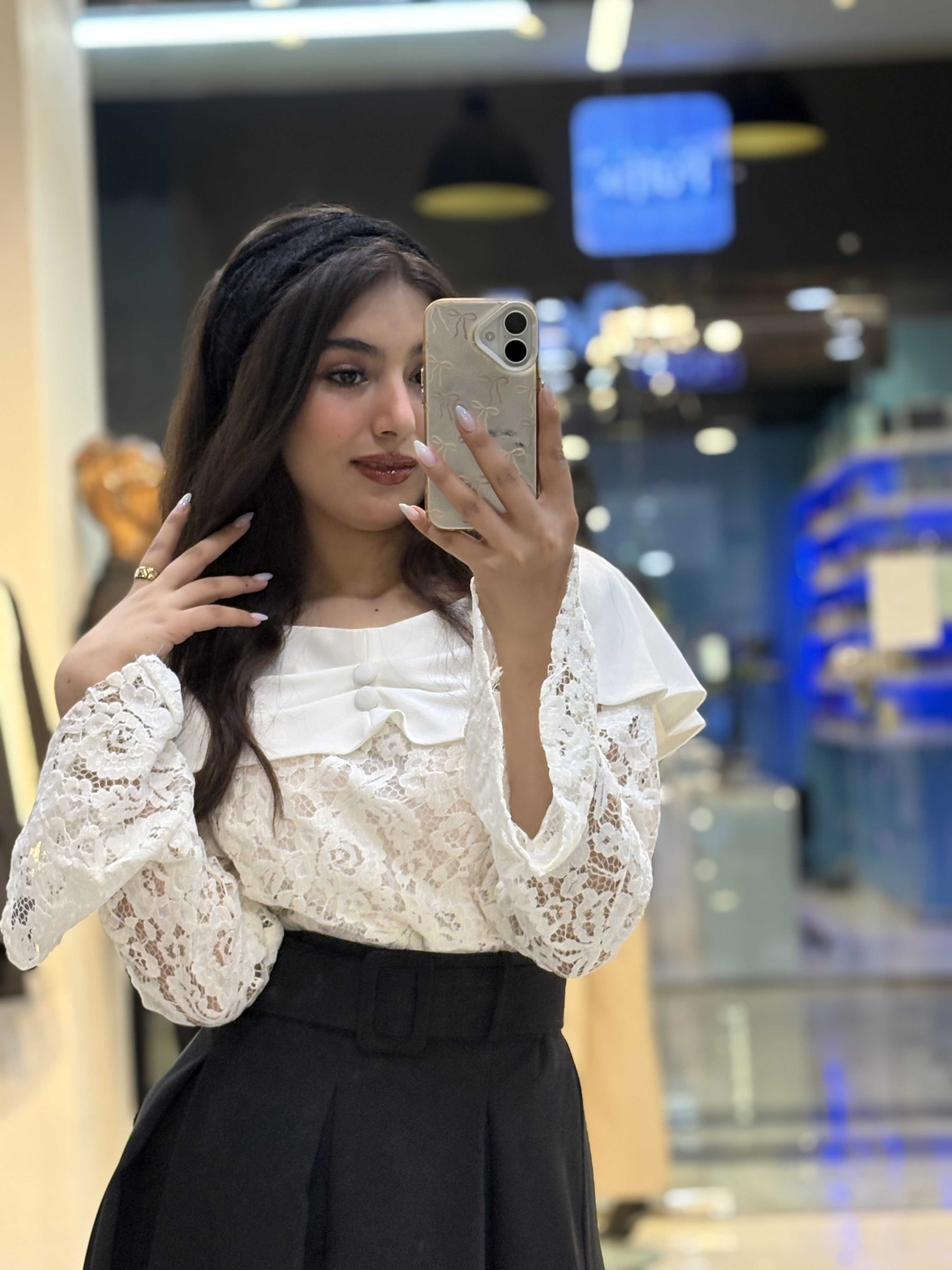 شومیز دانتل زنانه استین کلوش